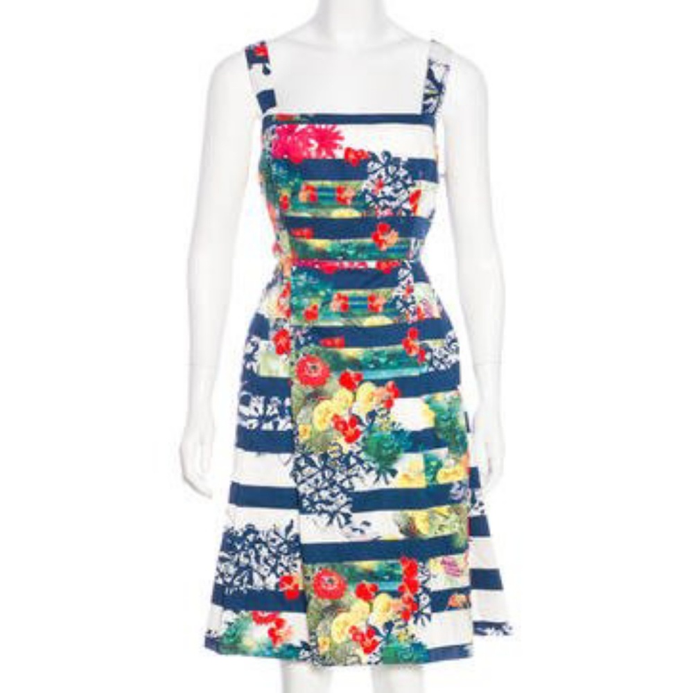Erdem Asta Floral Striped Cotton Dress